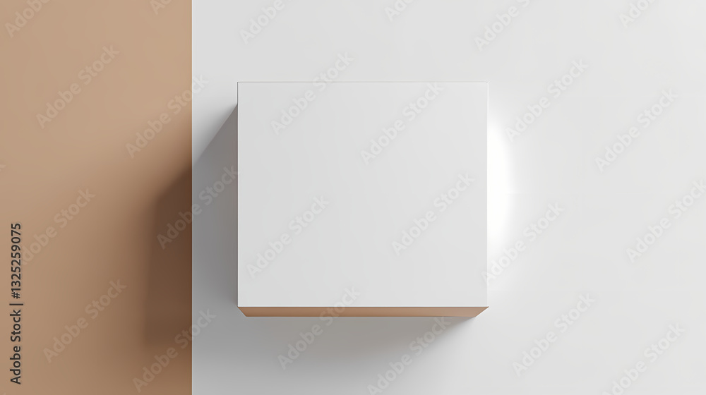 Poster minimalist cube: a pristine, square object, positioned against a contrasting backdrop, showcasing a 