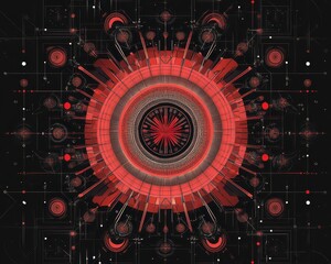 Obraz premium Techinspired mandala with sleek overlapping geometric patterns, digital vector art