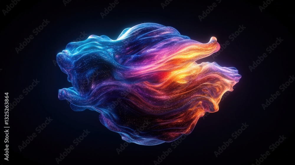 Poster an abstract colorful liquid cloud forming a dreamy gradient of hues creating a captivating visual ex