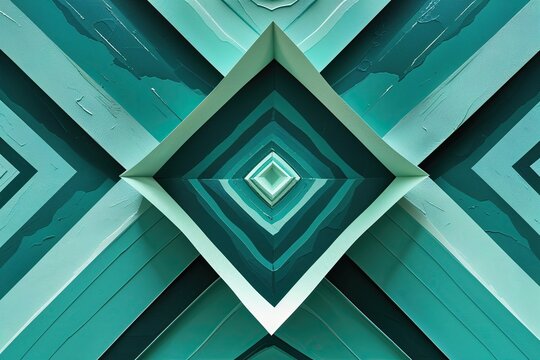 Teal and Seafoam Vibrant Geometric Concentric Art Design