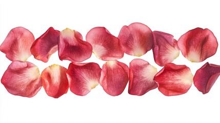 Red and Pink Rose Petals on White Background