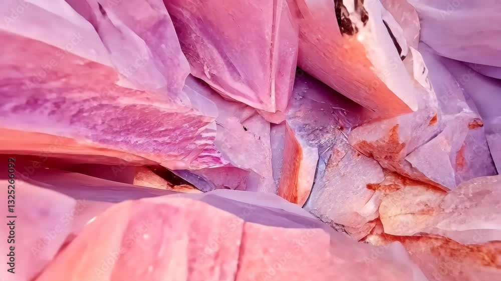 Poster pink and purple morganite crystal formations with sharp edges and intricate mineral pattern texture 