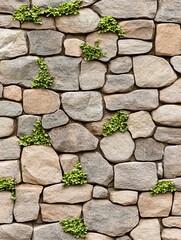 Textured stone wall with green moss accents.