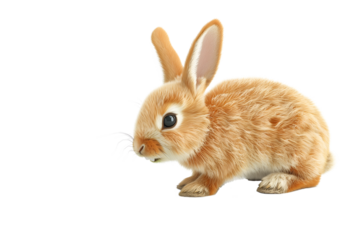 A light brown rabbit isolated on transparent background. Little cute bunny on isolated transparent background. 