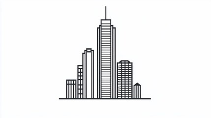 Fototapeta premium Minimalist Line Art Cityscape: Modern Architectural Design Illustration