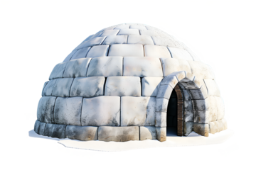 illustration of igloo or snow house isolated on transparent background. Igloo house is a temporary residence for Eskimos.