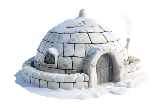 illustration of igloo or snow house isolated on transparent background. Igloo house is a temporary residence for Eskimos.