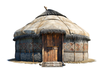 illustration of mongolia yurt nomad House isolated on transparent background