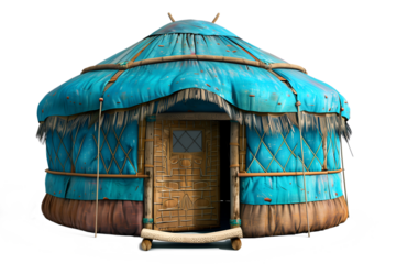 illustration of yurts traditional mongolian dwellings isolated on transparent background