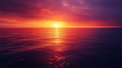 Fototapeta premium Vibrant Sunset Over Calm Ocean Water