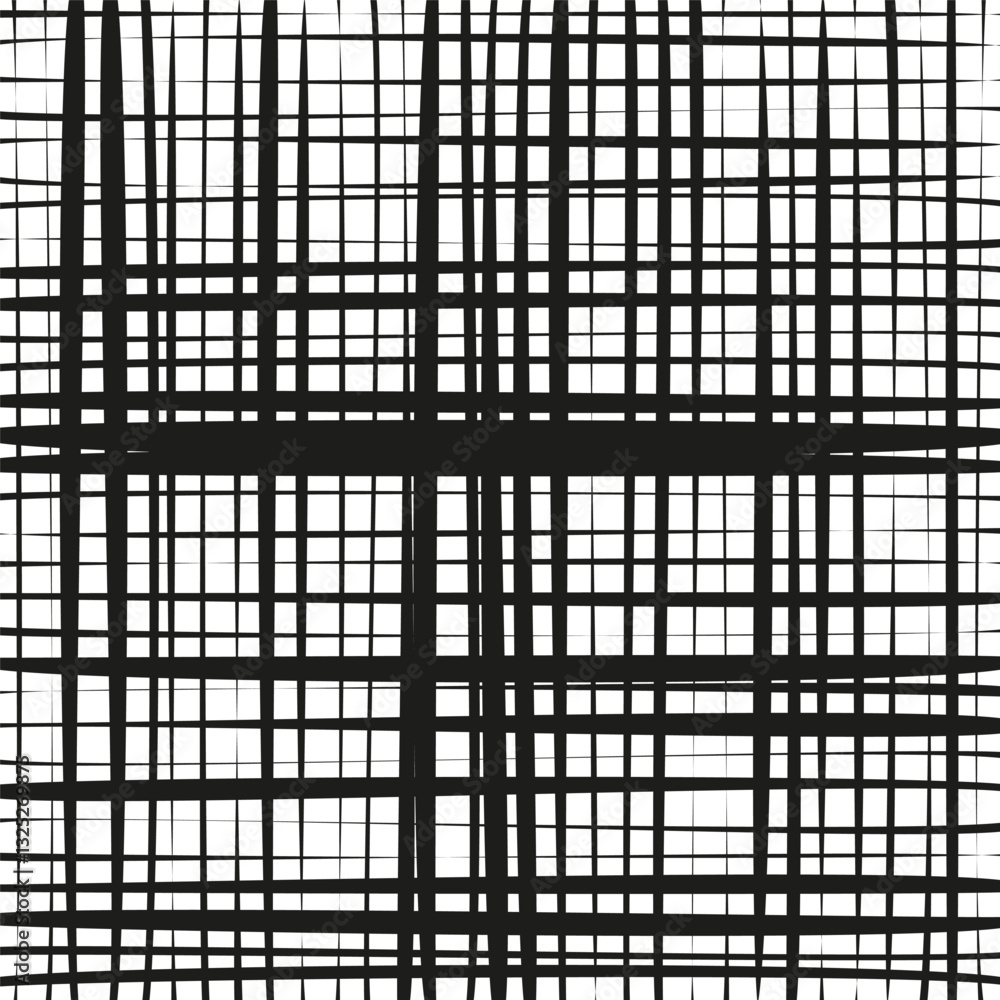 Poster distorted grid pattern. abstract black lines. geometric dynamic texture. optical illusion effect.