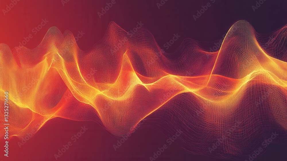 Poster dynamic abstract background featuring energetic waves in vibrant red and orange hues for creative de