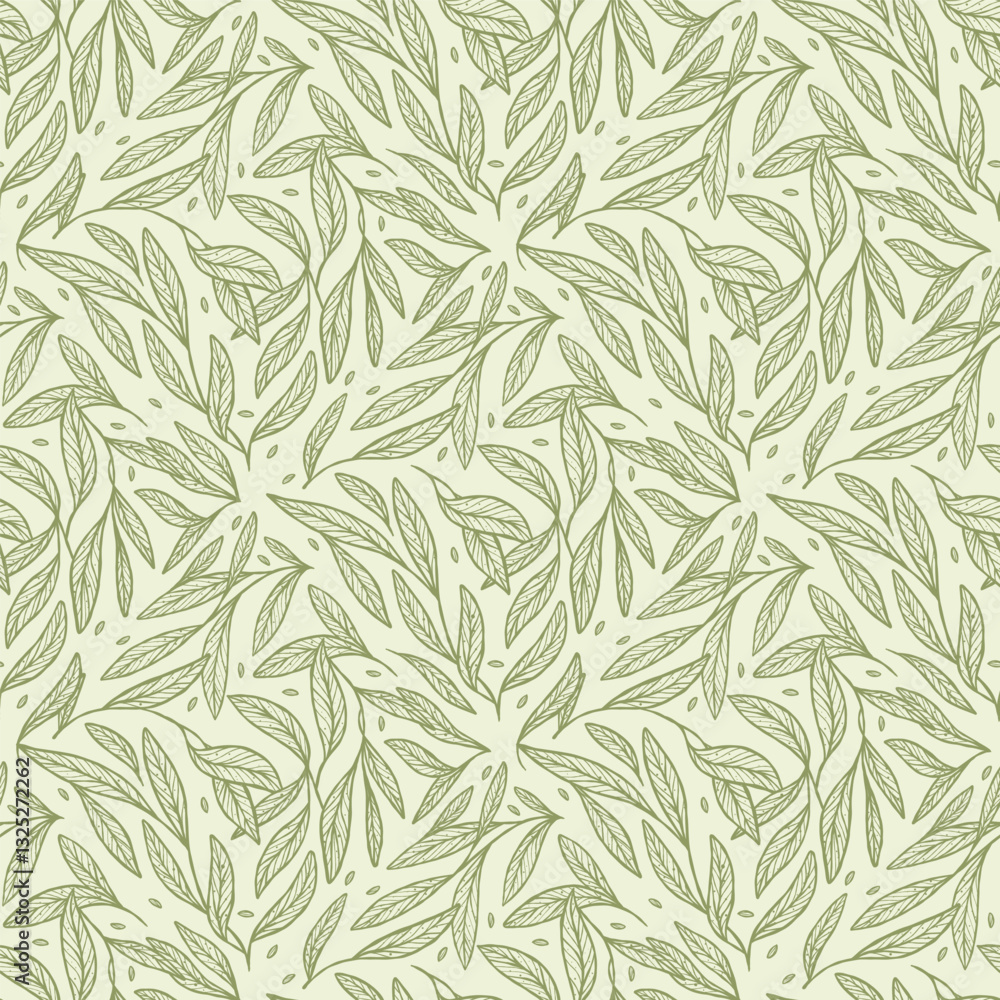 Poster handdrawn tree leaves seamless pattern background design
