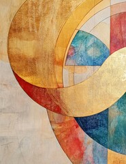 Elegant Hand-Painted Golden Line Watercolor Euclidean Icon for Graphic Design