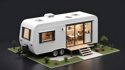 トレーラーハウスのミニチュア写真