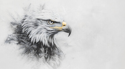 Majestic Eagle Bird Prey Raptor Drawing Sketch Graphite Art Black White Portrait

