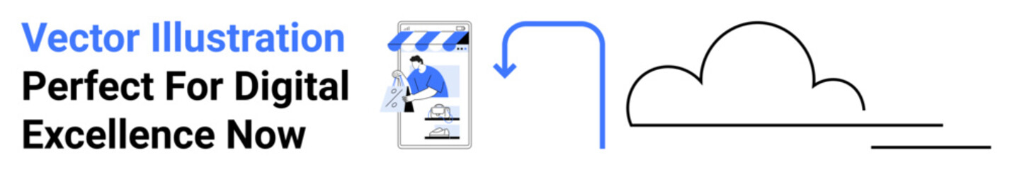 User analyzing data on smartphone, arrow pointing to cloud for cloud storage and management concept. Ideal for technology, innovation, digital transformation, mobile apps, data security, user