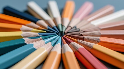 Fototapeta premium Colorful Pencils Arranged in a Circular Pattern