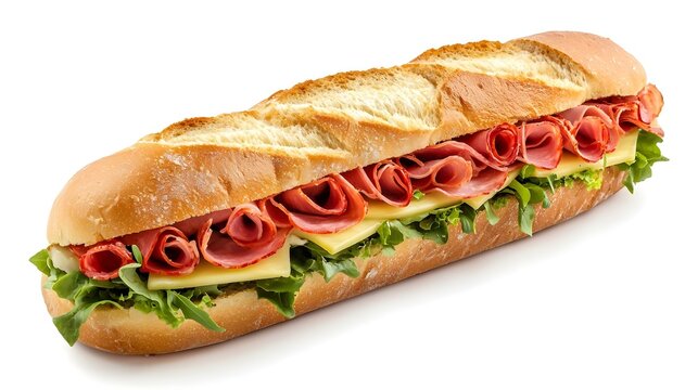 Footlong ham swiss submarine sandwich isolated