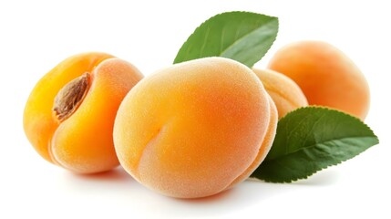 Delicious ripe sweet apricots isolated on white