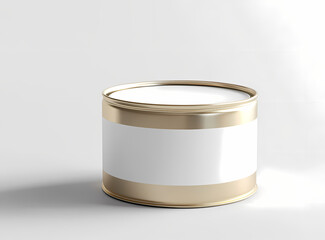 Product Packaging: A meticulously crafted studio shot of a metallic can, offering a blank canvas for branding and design, emphasizing the simplicity and elegance of modern product presentation.