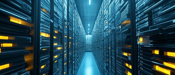 Digital Repository DMS ERP System: Server Room with Data Storage Racks 