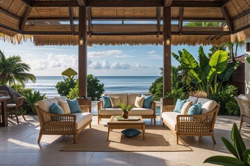 Tropical Beach Retreat with Expansive Spaces and Lush Gardens