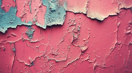 Peeling paint on a weathered pink wall