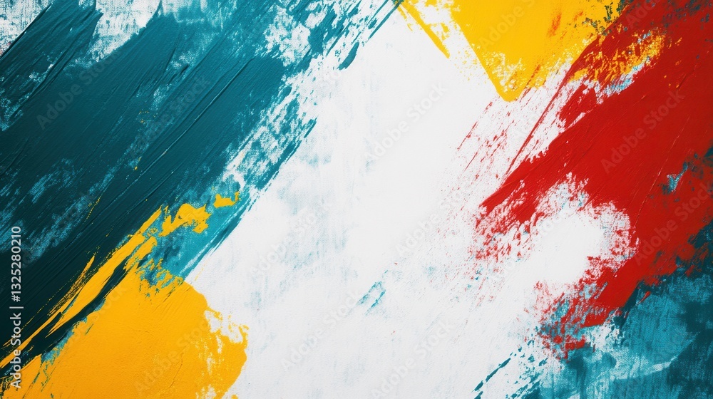 Aufkleber bold abstract background with teal, yellow, and red paint strokes creating an inspiring artistic vib