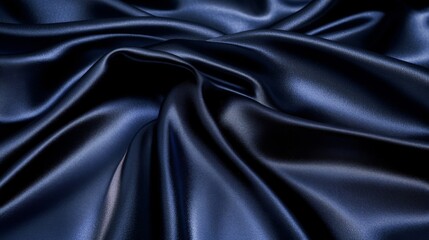 Fototapeta premium Dark Blue Satin Fabric Draped Texture