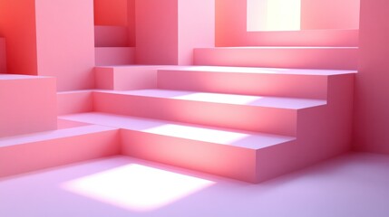 Pink Geometric Steps Interior Scene
