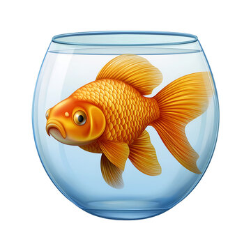 goldfish swimming in glass bowl clip art preview