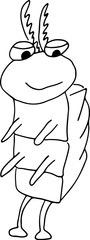 funny cute grinning beetle with shell stands on two legs