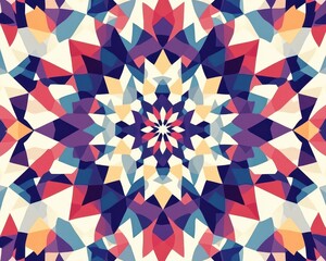 Vibrant psychedelic mandala pattern with kaleidoscopic geometric shapes, perfect for textiles