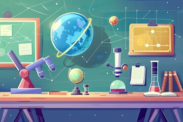 Clear Pixel Picture of Physics School Subject Illustration with Practical Class Elements