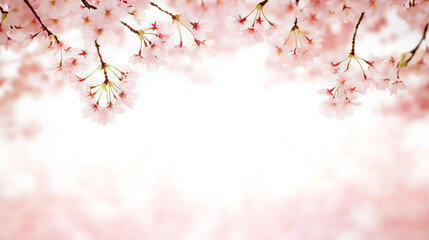 Fototapeta premium はる 春 日本 桜 さくら アーチ フレーム ピンク 背景 ポスター 壁紙 空白 コビースペース