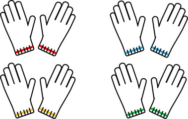 いろんな色の軍手のイラストアイコンセット