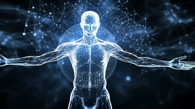 Human body network connections, the human body structure with plexus connections