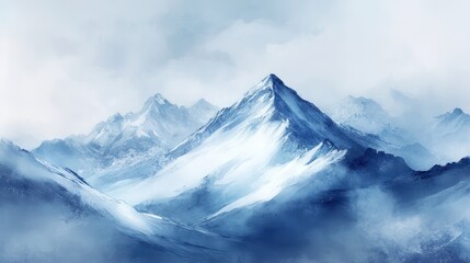 Obraz premium Stunning majestic snowy mountain range displayed with artistic painterly strokes