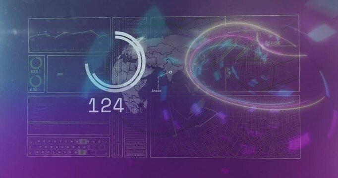 In school, animation showing digital data visualization with graphs and India maps