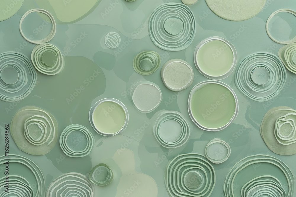 Poster tranquil soft seafoam green background with circular overlay patterns for serene designs