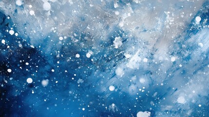 An abstract painted depiction of blue and white colors merging