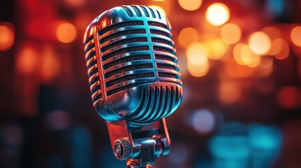 Retro Microphone in Nightclub