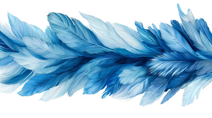 Png of A stunning array of blue feathers creating a serene and elegant effect on transparent background.