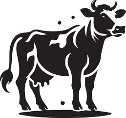 Obraz premium cow logo design, cow vector icon, cow silhouette vector, cow vector illustration, cow silhouette vector black and white full body