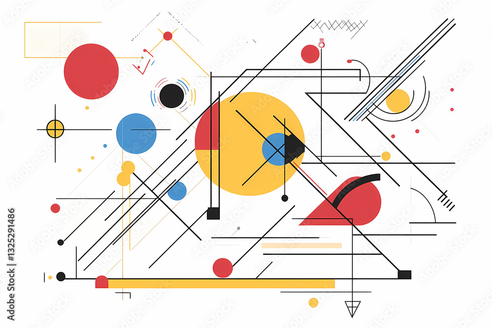 Poster abstract geometric composition: a dynamic and vibrant abstract composition featuring geometric shape