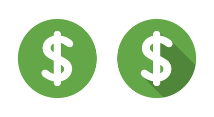 Dollar currency logo icon with long shadow. Money, USD sign symbol