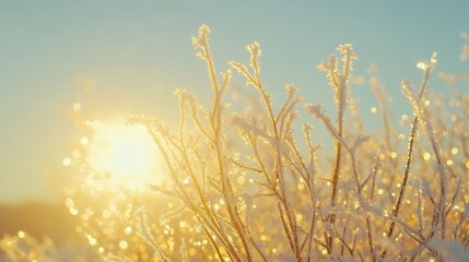 Winter Sunlight on Frosty Branches 