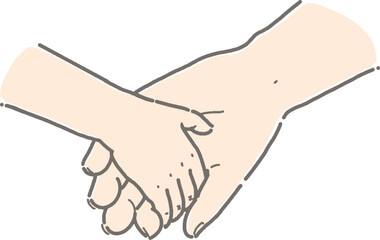 大人と子どもが手を繋いでいるベクターイラスト

