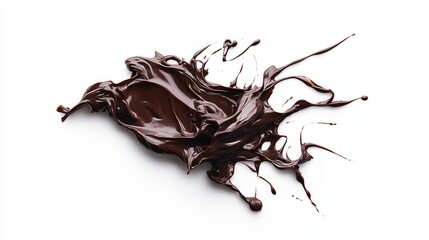 Fototapeta premium Chaotic strokes of melted chocolate on a white background, isolate